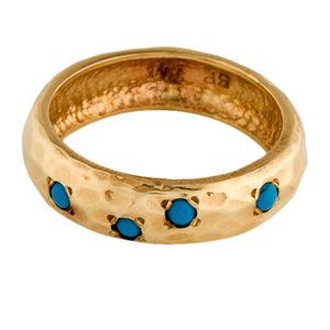 14K YELLOW GOLD DYED HOWLITE HAMMERED BAND
